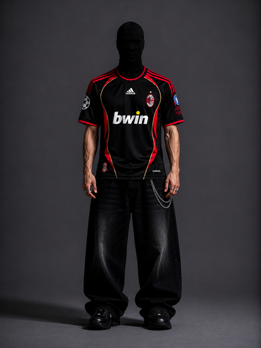 Ac milan away black Kaka half sleeves retro sublimation